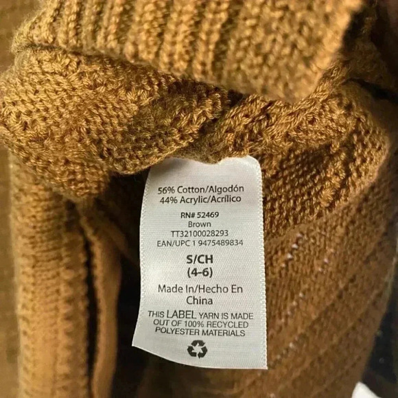 Time and Tru Women’s Textured Brown Boatneck Boho Knit Sweater - Picture 5 of 7